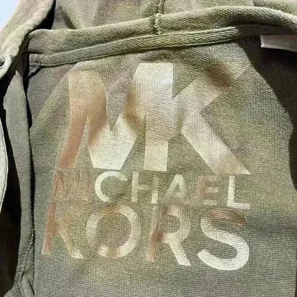 Michael Kors Womens Hoodie Sweatshirt Drawstring Embellished Logo Y2K Size XL